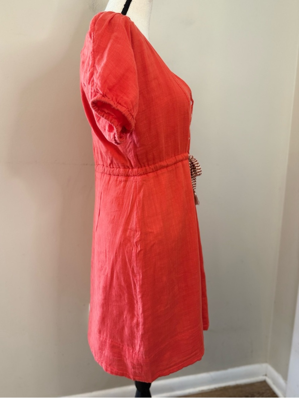 J. Crew Factory boho red V neck midi dress summer chic SZ 6 - Picture 2 of 15
